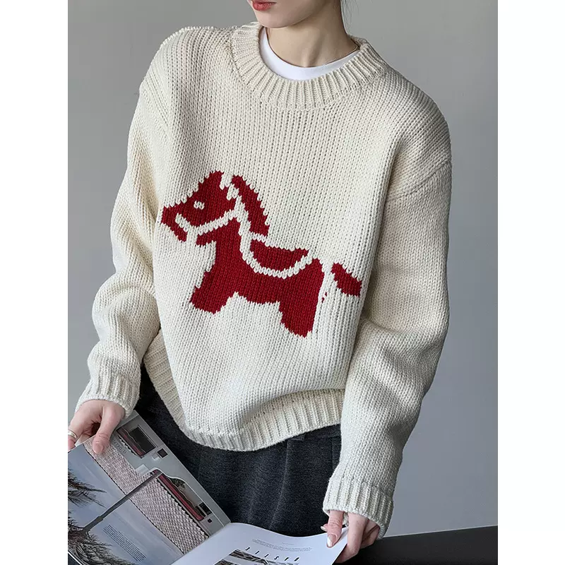 橘芷跨年小马上衣慵懒百搭跨年穿搭新款小马毛衣长袖1928-1