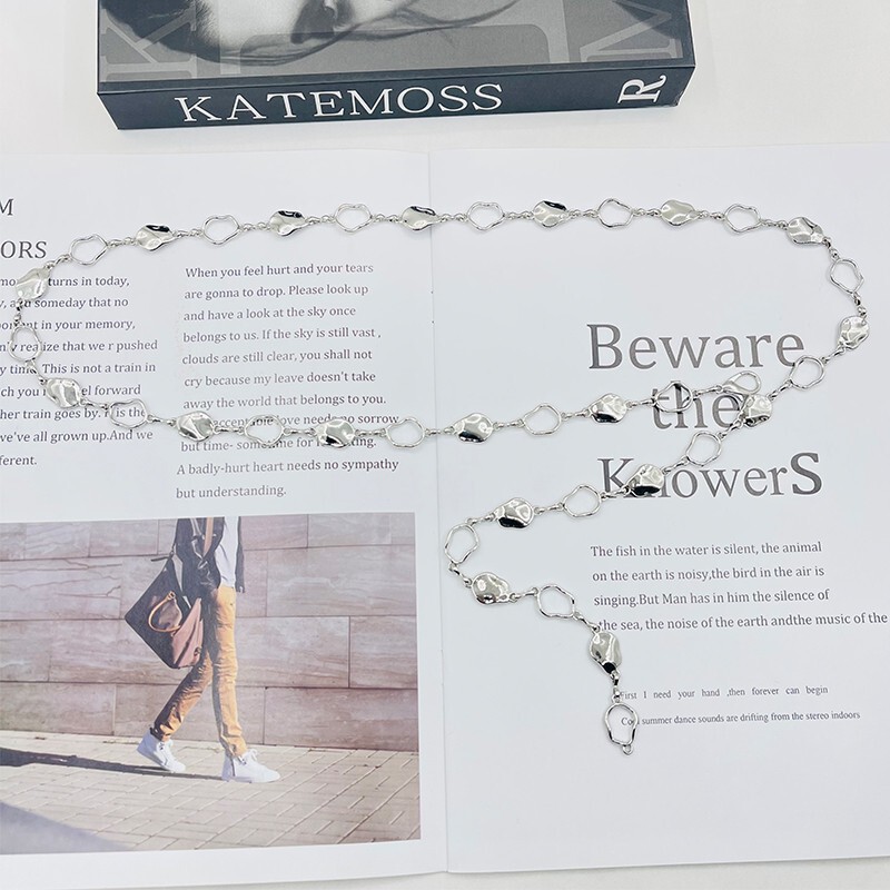 Simple Waist Chain Accessories Suit Skirt Shirt Women's silver Metal Sequin Pants Chain All-match Belt Instagram Style Trendy