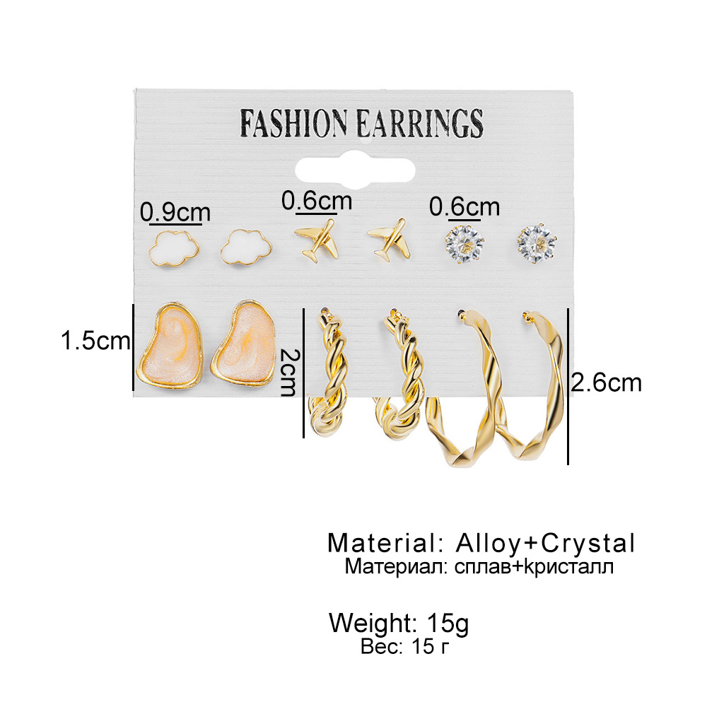 6 Paires Mode Forme De Cœur Fleur Papillon Perle D'imitation Alliage Placage Incruster Cristal Artificiel Femmes Boucles D'oreilles Boucles D'oreilles display picture 1