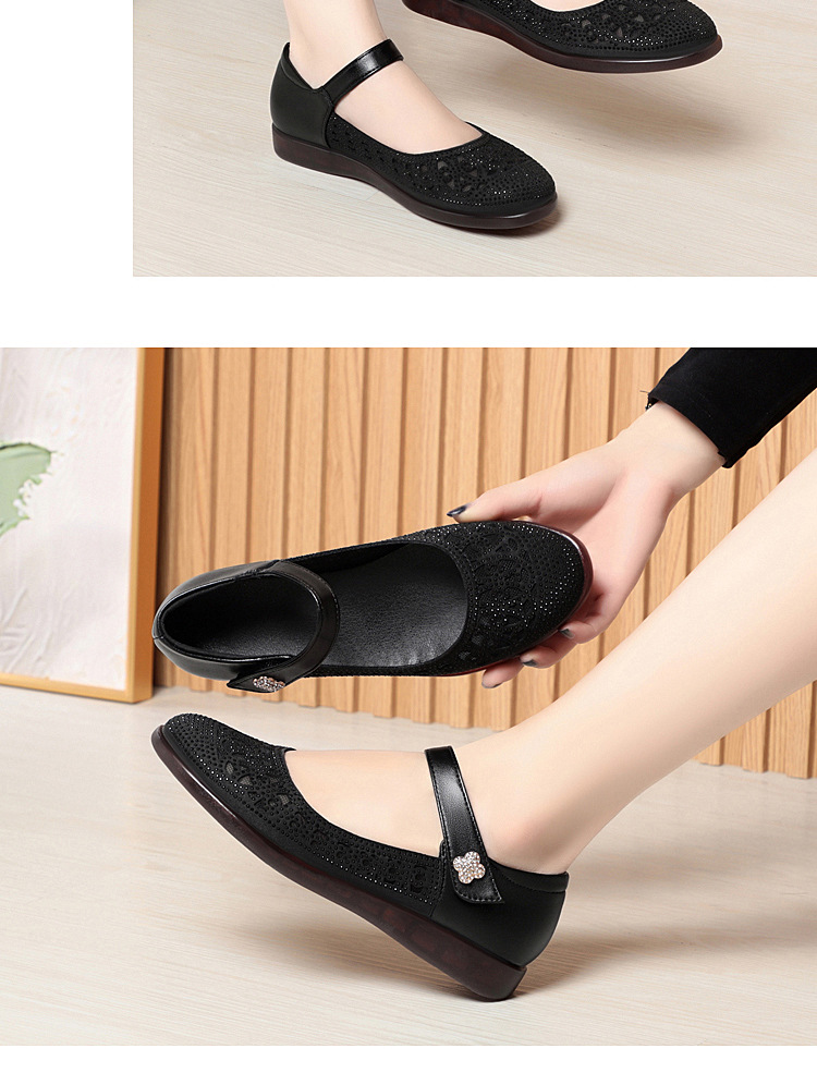 Sandal da thật quai chữ V đế bệt mùa hè cho nữ cỡ lớn — Màu be chi tiết 10