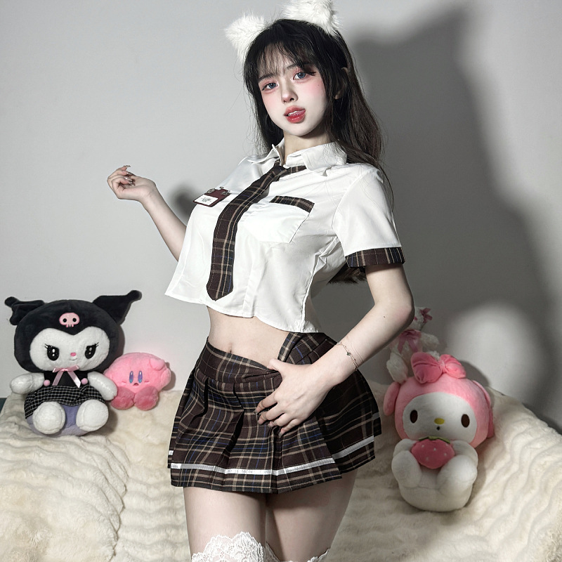 Floral Campus Jk Uniform Student Temptation Role-Play Plus-Size Pure Desire Shirt and Skirt