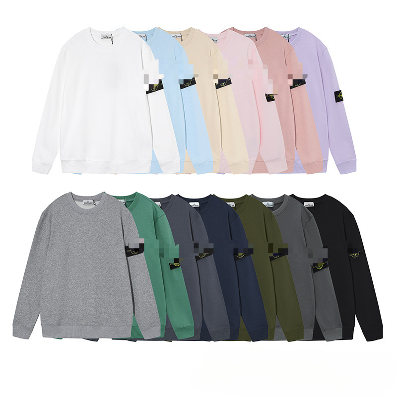 Cross-Border Authentic Classic Stone Monkey Island Solid Color Round Neck Badge Long-Sleeve Pullover Sweatshirt for Men and Women Cross-Border Authentic Classic Stone Monkey Island Solid Color Round Neck Badge Long-Sleeve Pullover Sweatshirt for Men and Women