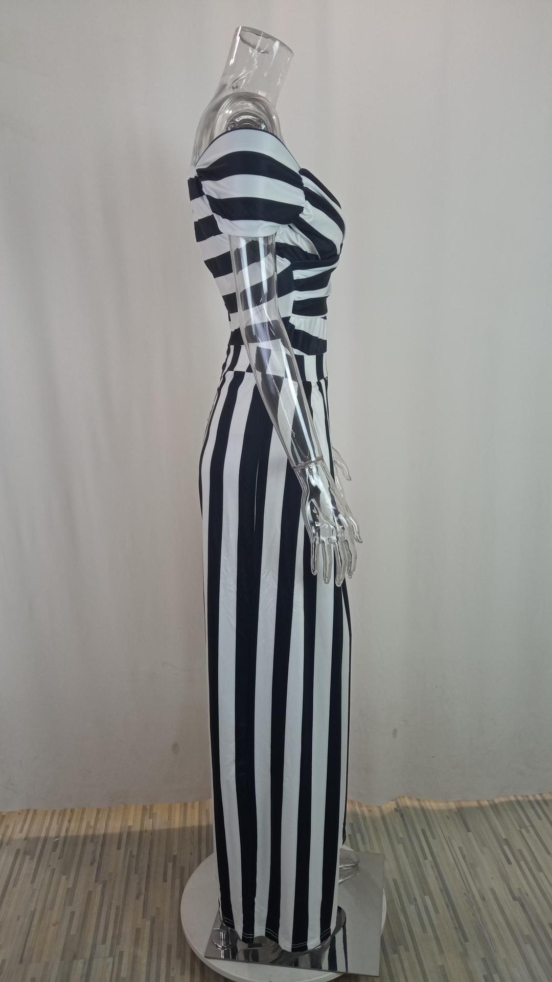 548g Weight Short Sleeve Sleeve Length Full Length Pants Length Polyester Fabric Type Mid Waist Waist Line Jumpsuits Pants Type Micro-Elastic Elasticity Holiday, Beach Occasion Loose Fit Type Printing, Stripe Pattern Summer Season Women's Gender Printing Design Vacation Style Women's Holiday Beach Vacation Printing Stripe Full Length Printing Jumpsuits 13
