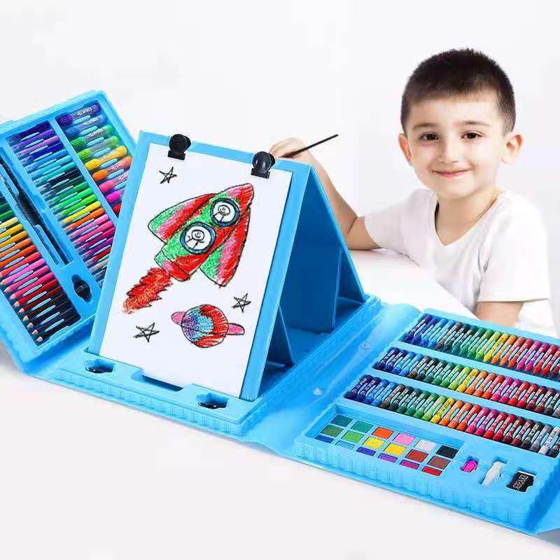 Juego de pinceles 208 Juego de bolígrafos de acuarela 150 con caballete Pintura de arte para niños 168 Regalos transfronterizos 86 colores