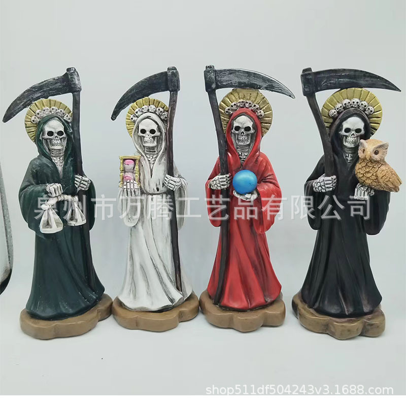 Halloween Church Scene Decorations, Skeleton Ghost Festival Resin Ornaments, God of Death Crafts, Modern and Simple