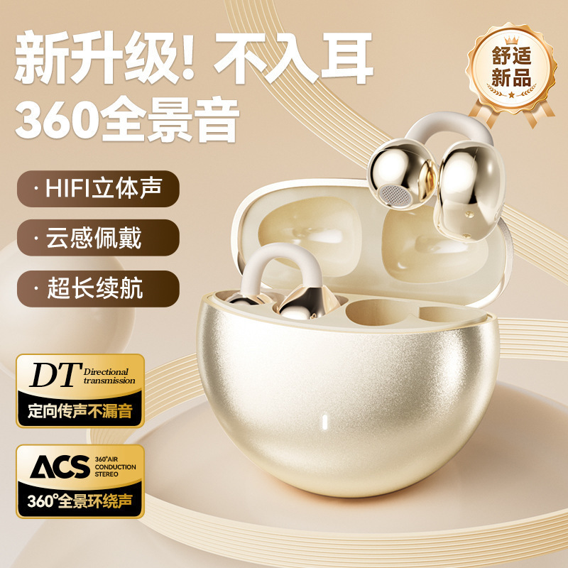 2025 New Model M91 Clip-On Bluetooth Earphones, Non-In-Ear, Digital Display, Tws Stereo, Sports Running, Noise Reduction, Cross-Border