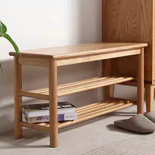 橡木穿鞋凳纯实木鞋架家用门口试鞋凳现代简约换鞋凳简约小巧