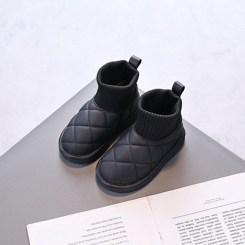 Tongku lapin imperméable neige B chaussures en coton pour enfants 2023 hiver nouvelles filles coton B peluche deux chaussettes en coton_voghion.com