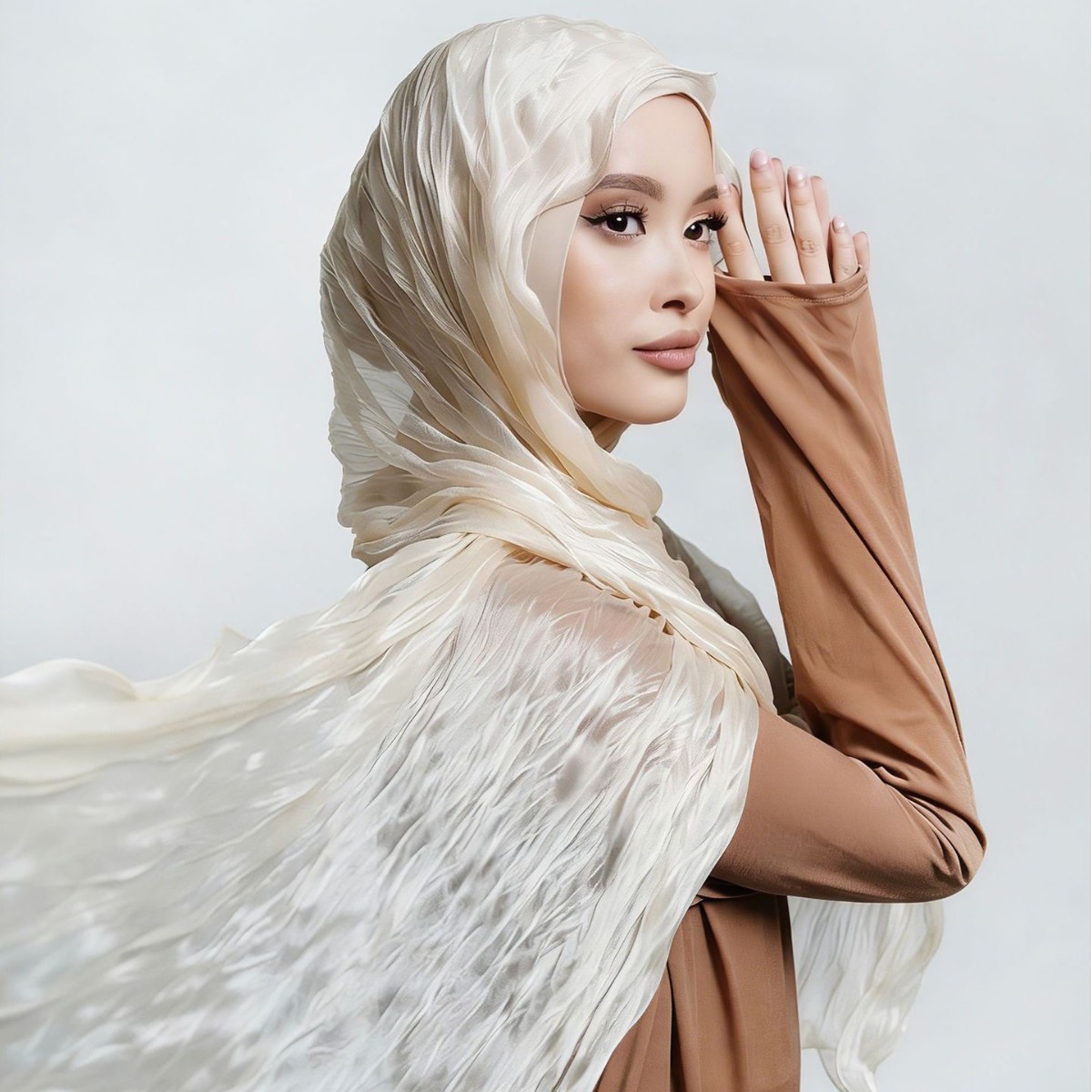 Bright Silk Bubble Crepe Headscarf, Summer Thin Style, Breathable and Versatile, Central Asian Headscarf, Cross-Border Wholesale