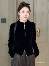 欧货时尚百搭丝绒长袖外套女2025早秋新款修身显瘦双拉链开衫上衣