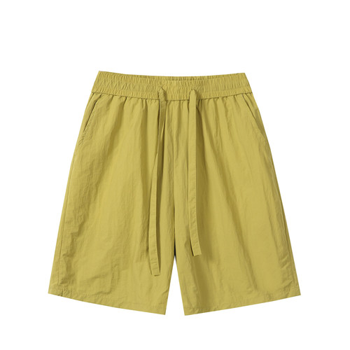 Summer 2025 Men's Quick-Dry Shorts Candy Color Elastic Band Pure Color Casual Five-Finger Shorts