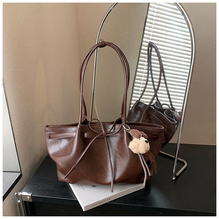 Túi tote nữ cỡ lớn dáng shopping đeo vai kẹp nách — Màu cà phê Không có mặt dây chuyền, Màu nâu không có mặt dây chuyền, Rượu vang đỏ không có mặt dây chuyền, Đen không có mặt dây chuyền chi tiết 15