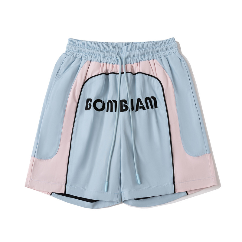 Zongchi Clothing American Retro Trend Elastic Waist Color Block Printed Sports Casual Loose Unisex Summer Shorts