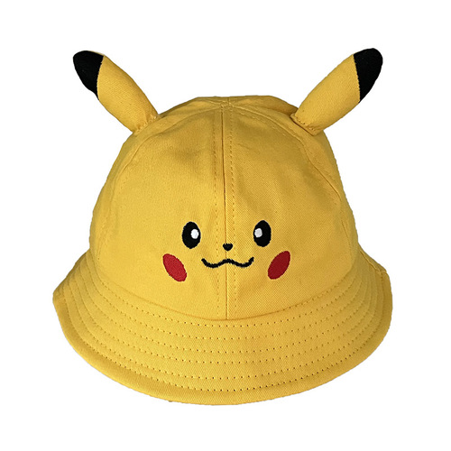 Children and Adults Cartoon Fisherman Hat Pet Pokémon Sun Hat Pikachu 3D Ears Cotton Bucket Hat