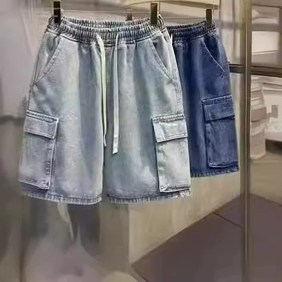 Летние мужские джинсы в американском стиле, повседневные универсальные рабочие шорты с несколькими карманами, Молодежные свободные шорты