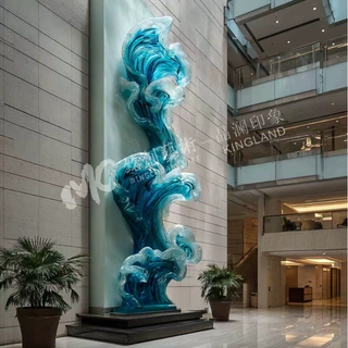 树脂龙壁饰风生水起抽象艺术入户玄关酒店大堂装饰品开业乔迁新居