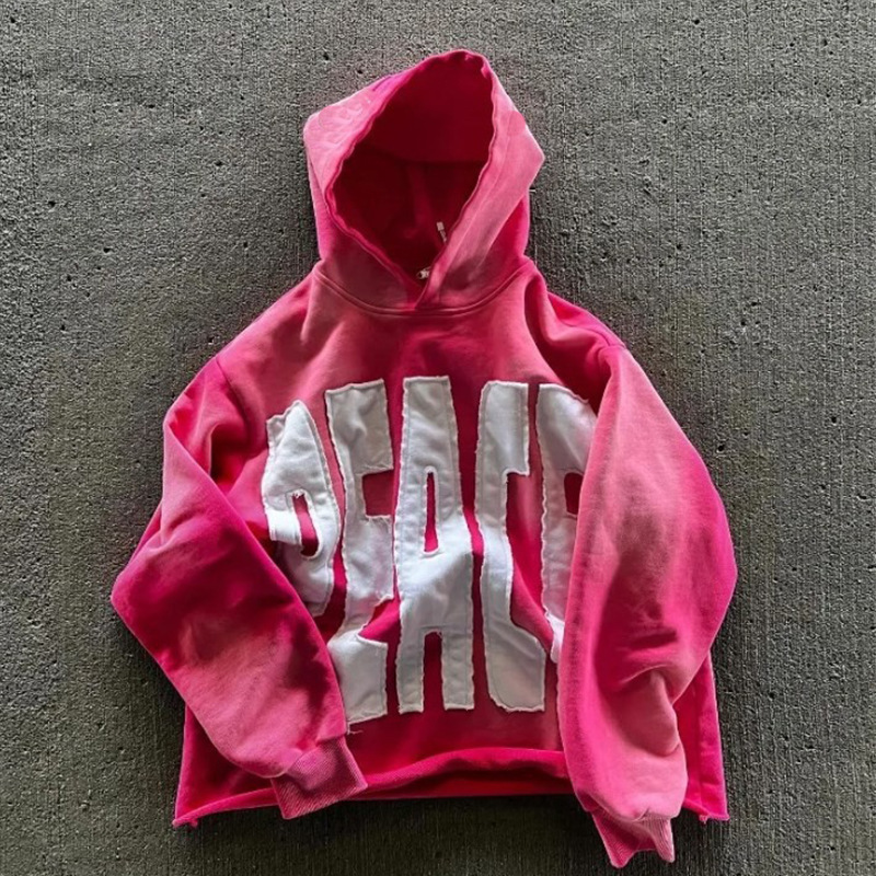 Herrenbekleidung, neue Sweatshirts, modische Persönlichkeit im Streetstyle, mit Buchstabenstickereien, Kapuzenpullover mit langen Ärmeln_voghion.com