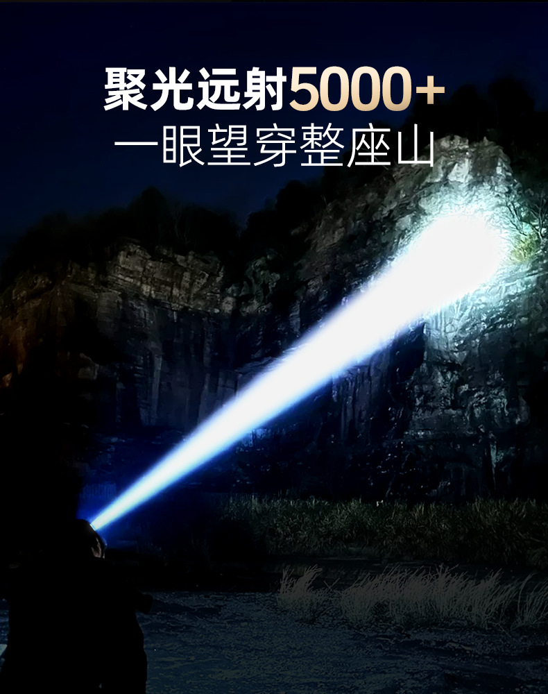 High-brightness rechargeable flashlight, ultra-bright outdoor small portable long-range mini household multi-functional patrol light
