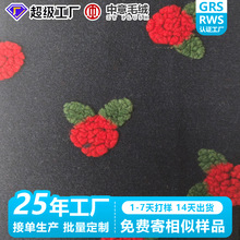 厂家定制立体草莓提花针织毛呢面料秋冬外套呢子服装玩偶毛绒布料