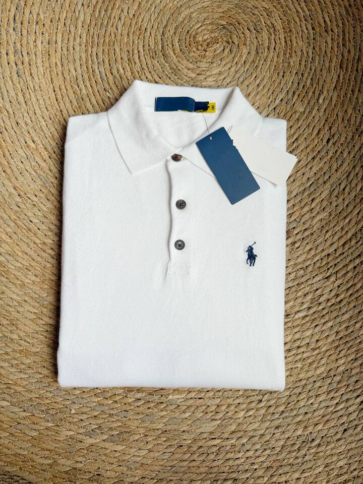 Áo polo nam dài tay cotton thêu hình ngựa nhỏ, cổ bẻ ba cúc, phong cách công sở — Màu kaki, Màu trắng, Màu xanh tím than, màu xám chi tiết 9