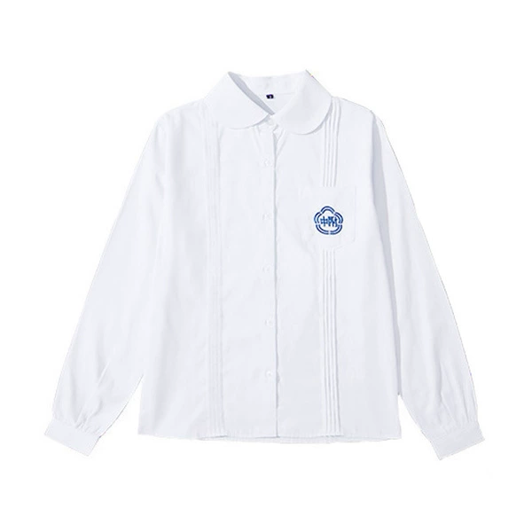 Middle-end female round collar white long sleeves
