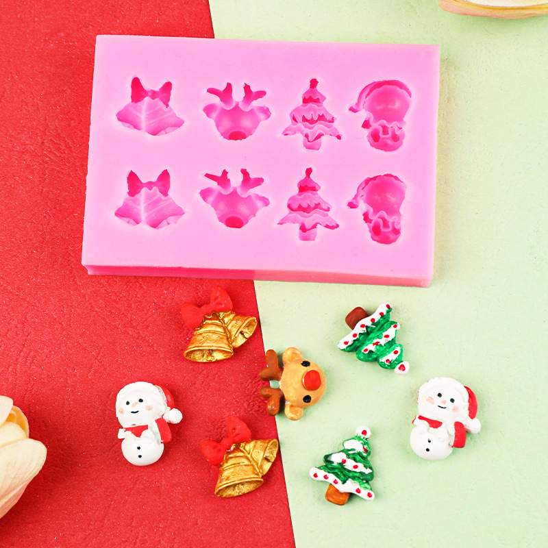 Navidad serie muñeco de nieve árbol de Navidad de dibujos animados accesorios molde de silicona de resina epoxi fondant decoración de chocolate para hornear