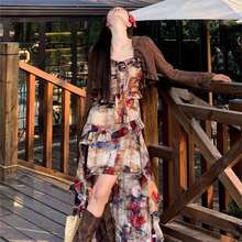 花影画报复古提花爆款高级油画气质氛围感拖尾裙摆吊带裙开衫套装