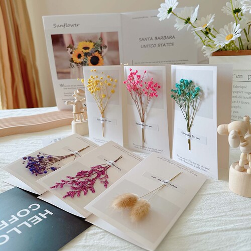 Starry Sky Dried Flower Birthday Greeting Card Creative Handmade Card Goddess Day Handwritten General Creative Greeting Card