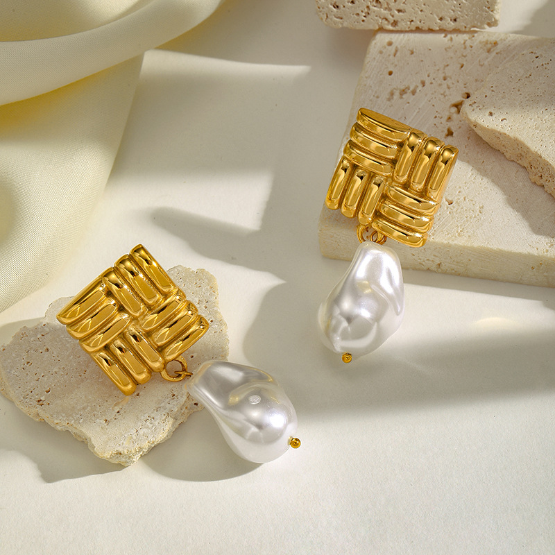 20g Weight 304 Stainless Steel Ear Needle Material Drop Earrings, Ear Studs Classification 1 Pair Quantity Holiday, Daily Occasion 304 Stainless Steel, Imitation Pearl Material Geometric Pattern All Seasons Season Women's Gender Polished Finish IG Style, Elegant, Vintage Style Style 1 Pair IG Style Elegant Vintage Style Geometric 304 Stainless Steel Imitation Pearl Drop Earrings Ear Studs 16