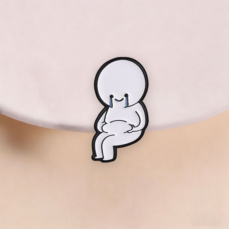 Funny belly-hugging laughing and crying little man brooch emo quirky expression metal pin personalized mood fashion badge cross-border Funny belly-hugging laughing and crying little man brooch emo quirky expression metal pin personalized mood fashion badge cross-border