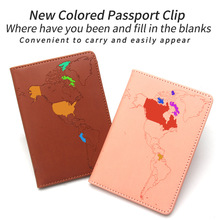 DIY防盗刷填色护照夹皮革短款多功能涂色护照本个性糖果色机票夹