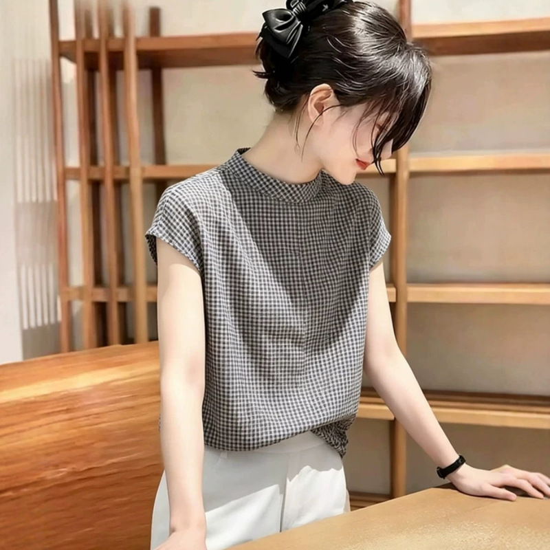 Versatile Casual Comfortable Design Fashionable Simple Commuter Shirt European Style 2026 Summer New Plaid Top for Women