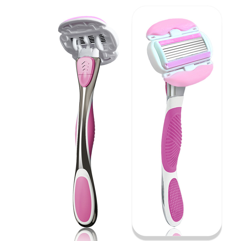 Women's Hair Removal Cutter Shaving Cutter Head Bending Six-layer Blade Women's Shaving Cutter Manual Hair Removal Cutter Metal Handle