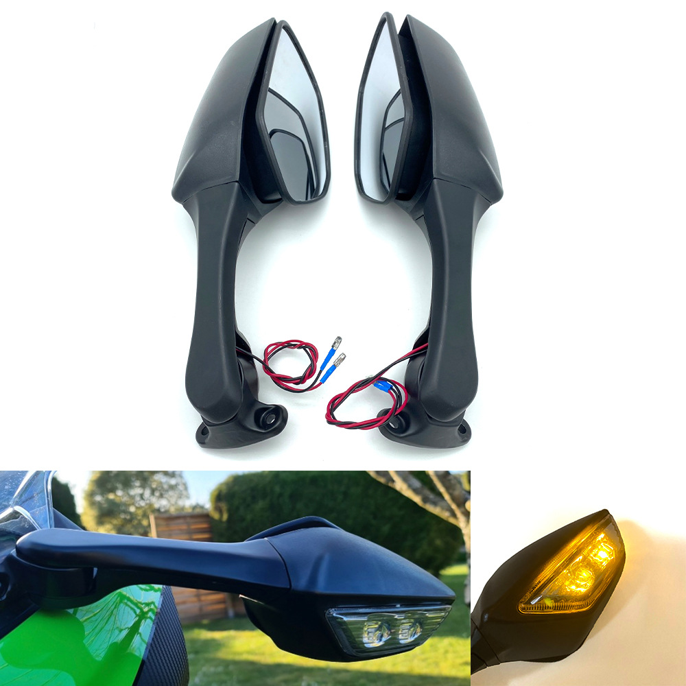 Suitable for Kawasaki ZX10R 2016-2018 with light turn signal mirror motorcycle universal Daniel rearview mirror