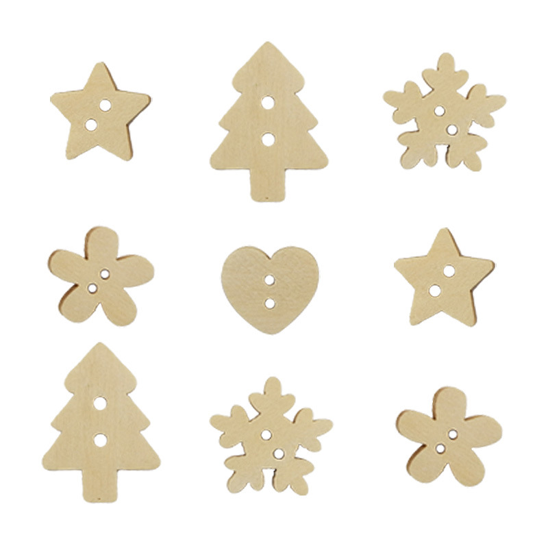 200 botones de madera/diámetro de la bolsa aproximadamente 1,3 cm estrella de cinco puntas impresión en madera maciza