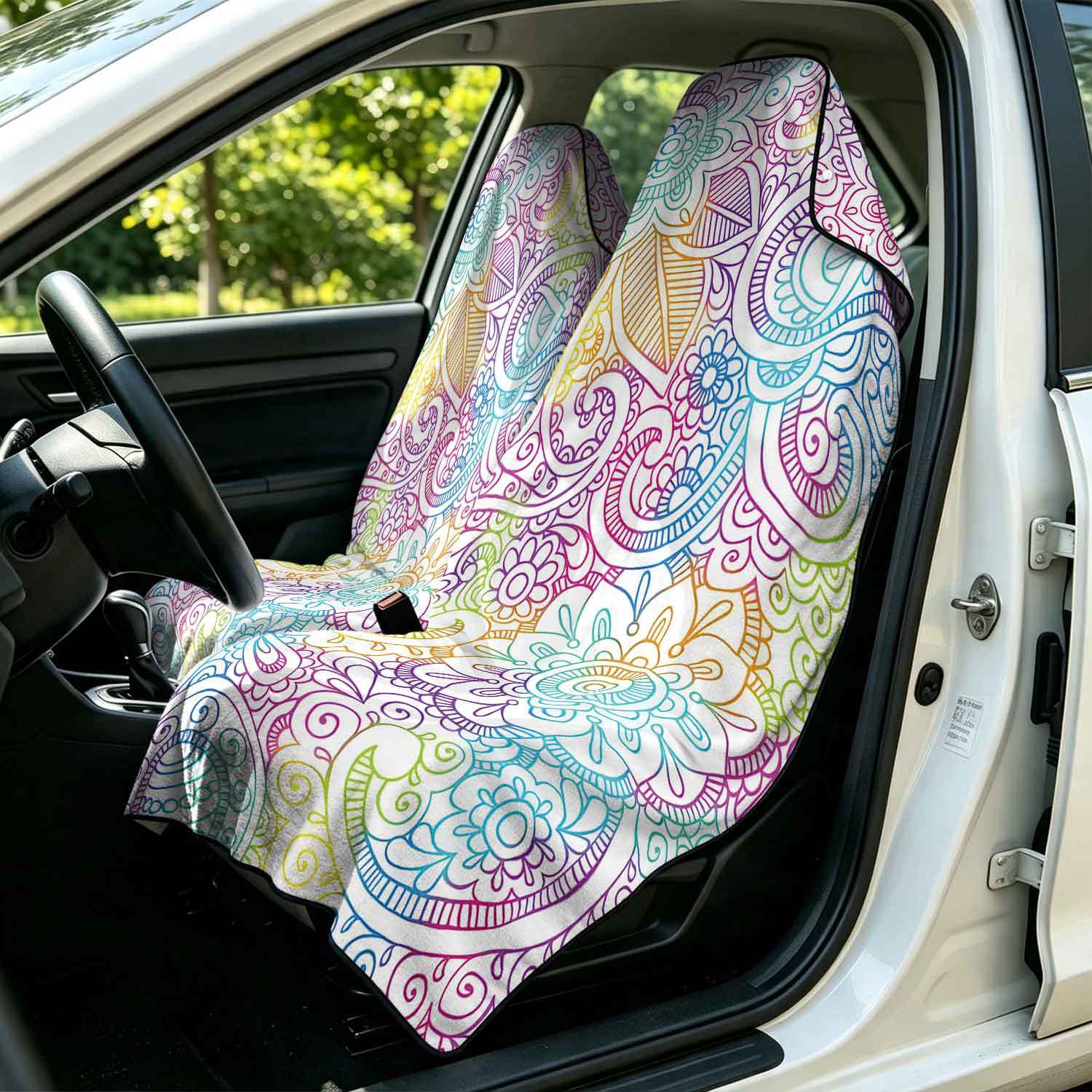 2-piece dual-use car seat cover, ultra-fine fiber, can be used as a beach towel, printed car protective seat cover 6