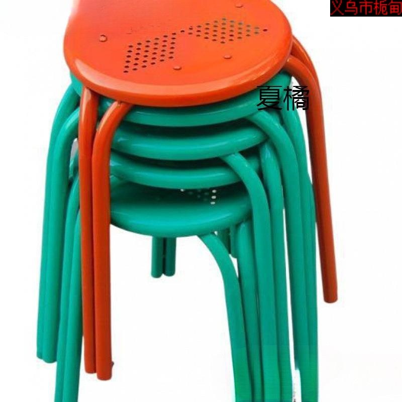 直供铁凉凳子加厚钢管三脚折叠圆凳家用成人板凳饭馆餐厅凳圆凳子