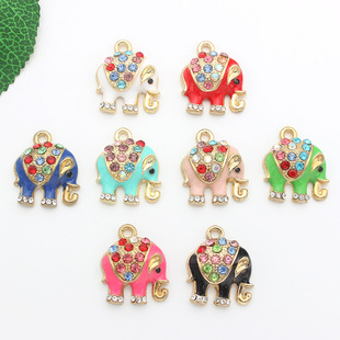 DIY Jewelry Accessories Rhinestone Large Elephant Pendant Alloy Oil Drop Bracelet Earrings Necklace Pendant Keychain
