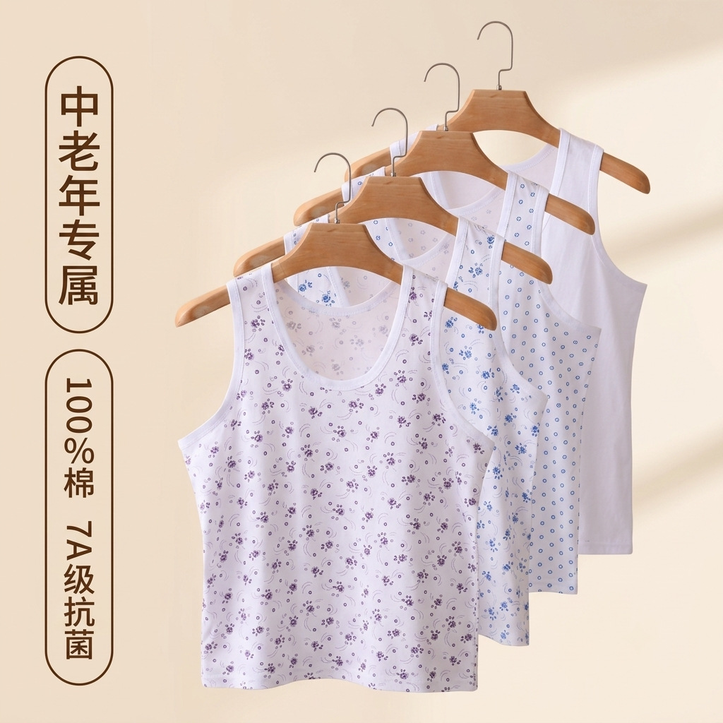Summer cotton breathable thin base vest sleevless