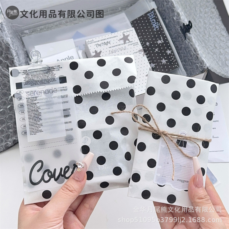 インスタイル黒水玉紙袋ギフトカードクリエイティブ包装 diy 収納袋大容量手頃な価格のギフトバッグ|undefined