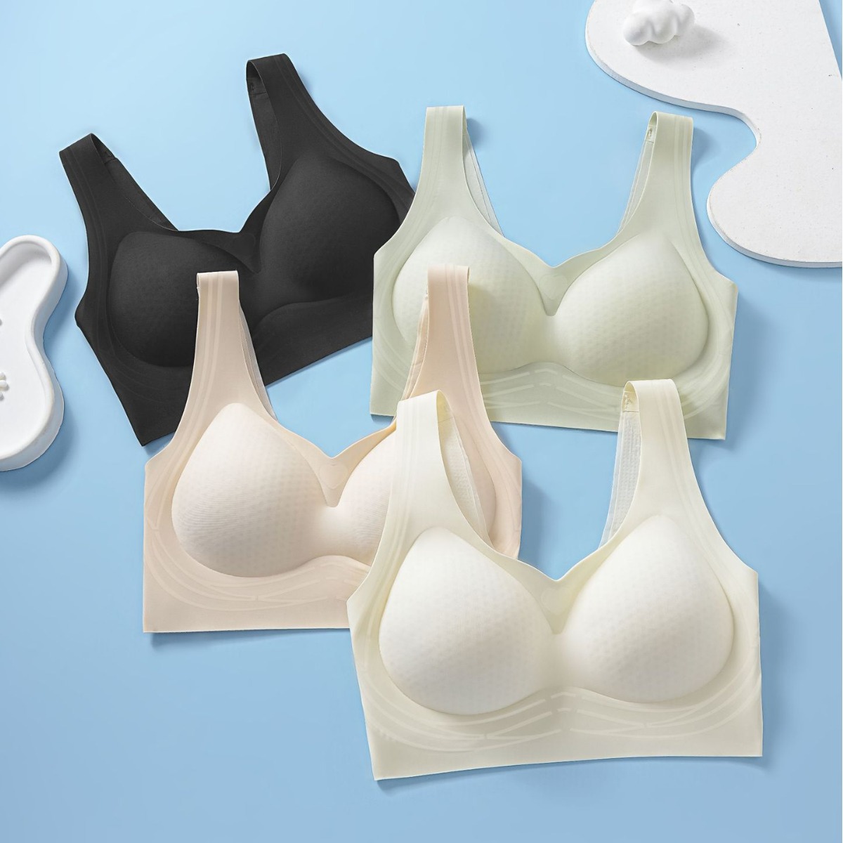 Venta directa de fábrica Comercio electrónico transfronterizo Sudeste de Asia Vietnam Tailandia Ladies Cool Sensación Sin costuras Recolección lateral Sujetador