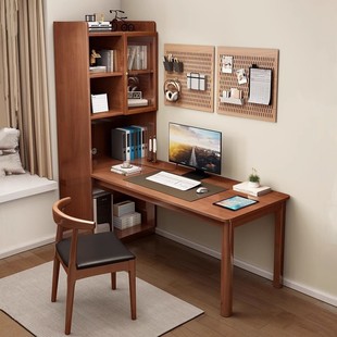 Solid wood -corner desk bookshelf combination with bookcase all -in -one modern minimalist bedroom learning table household computer tables and chairs