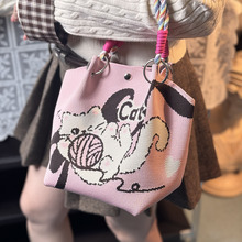 新款原创针织手提包环扣包便携上班外出大容量通勤小方包收纳包包