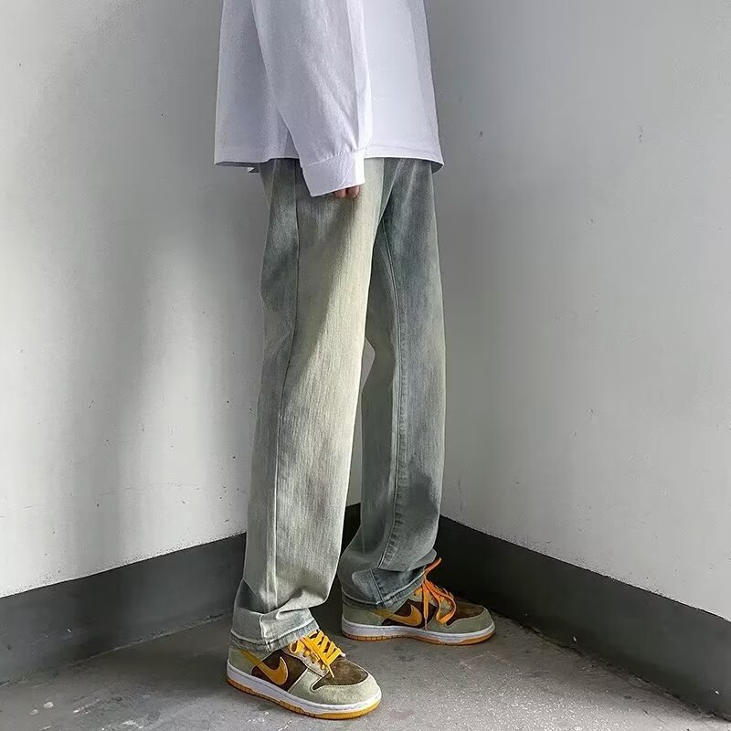 Estilo de Hong Kong hombres de moda verano nuevo estilo 2024 personalidad alfabeto jeans hip-hop ins marea calle alta tendencia pantalones guapos