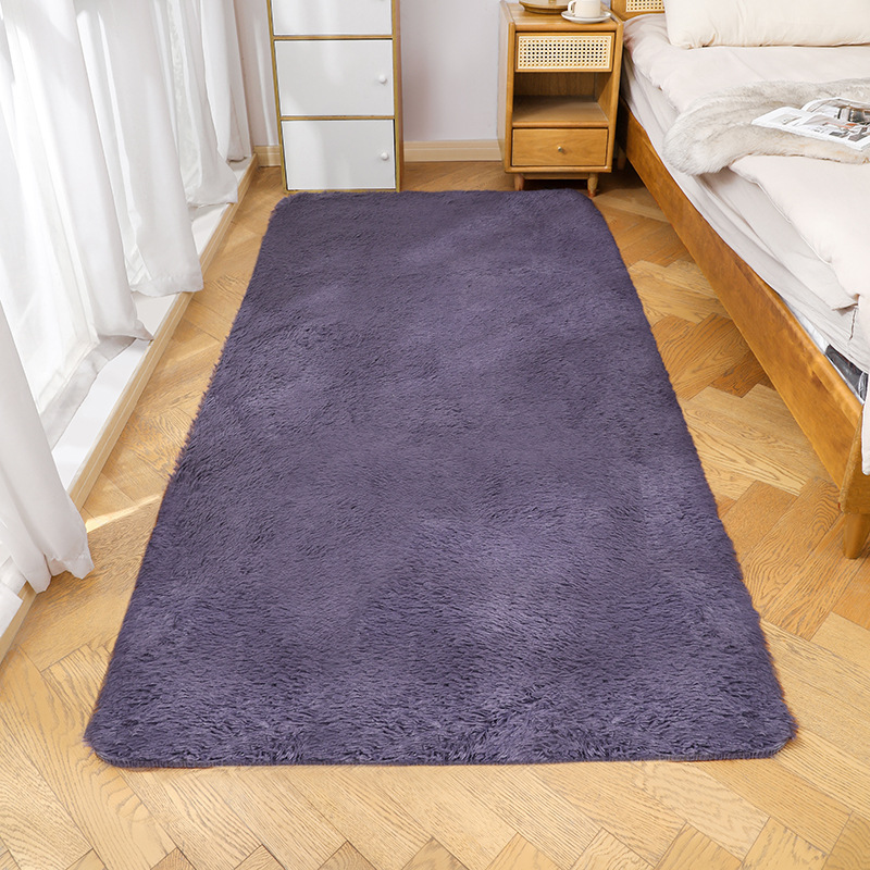 Fábrica al por mayor de lana larga alfombra tie-dyed degradado de color engrosada alfombra de cifrado sala de estar dormitorio mesita de noche alfombra manta de noche