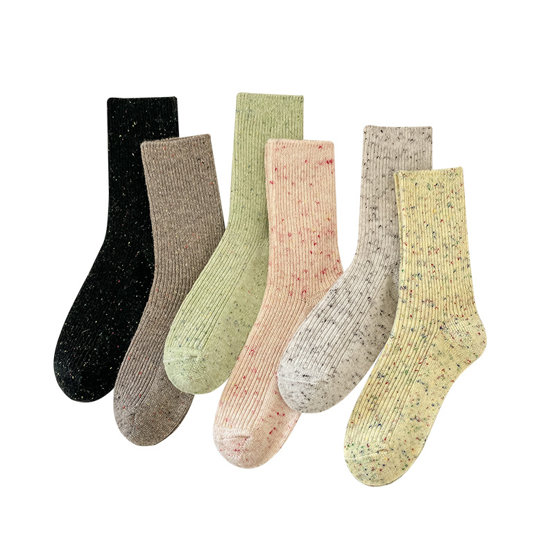 Woolen autumn solid color cashmere velvet keep warm winter socks