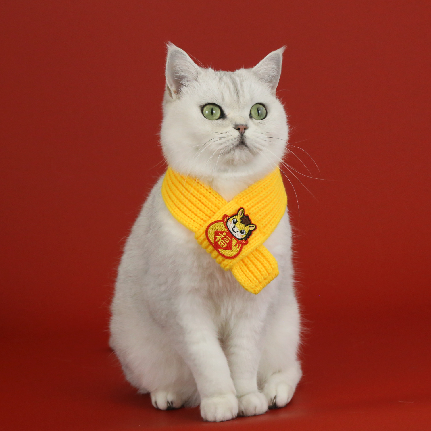 2026 Año del Caballo bufandas bordadas mascotas Año Nuevo festejación de inmediato rico bolsas de dibujos animados gatos perros pequeños y medianos bufandas de lana image 4