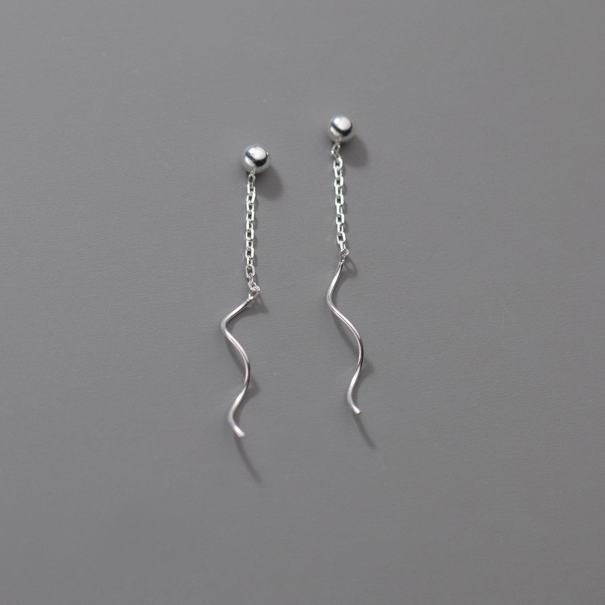 Eloch S925 plata ondulado cadena orejas coreana personalidad simple joyas de orejas M02106 image 5