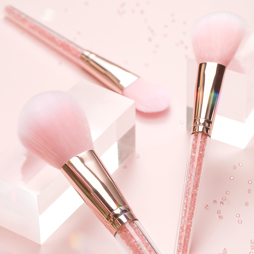 Zoreya Blush sombra de ojos cepillo traje interior diamante cristal Rosa maquillaje cepillo bolsa de almacenamiento Fundación cepillo maquillaje herramientas