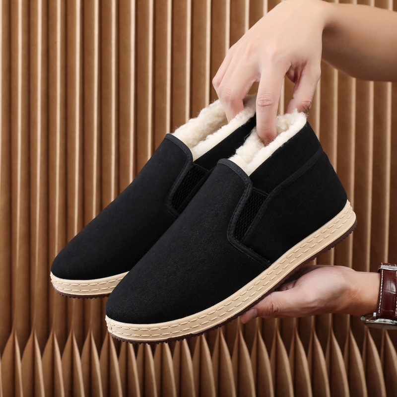 冬季新款老北京布鞋男加绒加厚棉鞋男款保暖休闲舒适东北御寒棉靴